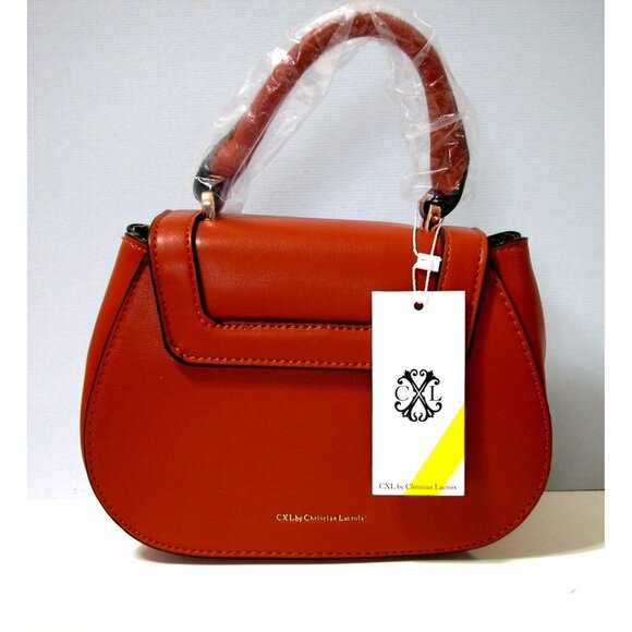 CXL By Christian Lacroix Rust Faux Leather Handbag With Top Handle & Detachable - Picture 4 of 4